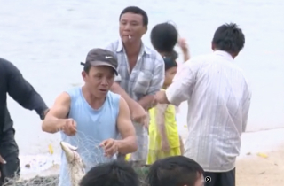 Người dân bắt hàng chục tấn tôm hùm, cá bớp sau bão Damrey