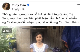 Thông tin bất ngờ liên quan đến việc Thủy Tiên tuyên bố tạm hoãn trao quà cứu trợ tại Quảng Trị