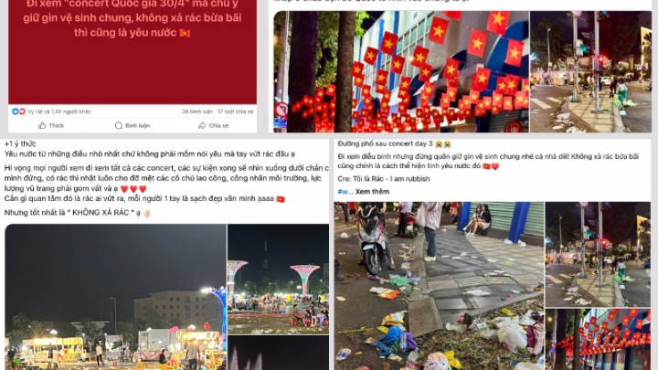 Gom rác sau tổng duyệt diễu binh, giới trẻ nhắc nhau yêu môi trường là yêu nước