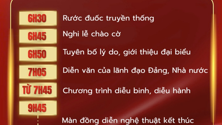 Chi tiết lịch trình Lễ kỷ niệm, Lễ diễu binh diễu hành mừng Quốc khánh 2/9