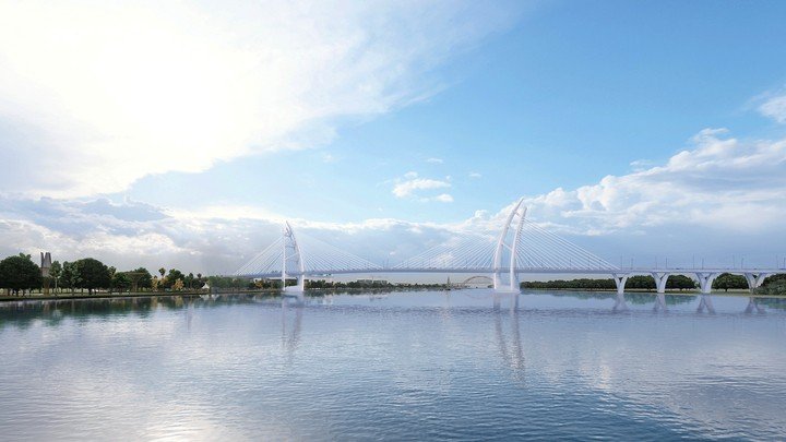 Cầu Nguyễn Trãi gồm 4 làn xe cơ giới, được thiết kế là cầu dây văng, phần cầu có chiều dài gần 1.500 m, riêng nhịp giữa rộng 300 m, rộng nhất so với các cây cầu trên địa bàn Hải Phòng, hai trụ tháp cao 111 m tạo thành hai cánh buồm vươn khơi, biểu tượng sự khát vọng “vươn ra biển lớn” của Hải Phòng.