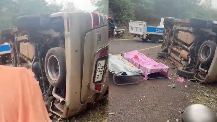 Hiện trường vụ tai nạn giao thông làm 4 người thương vong ở Đồng Nai.