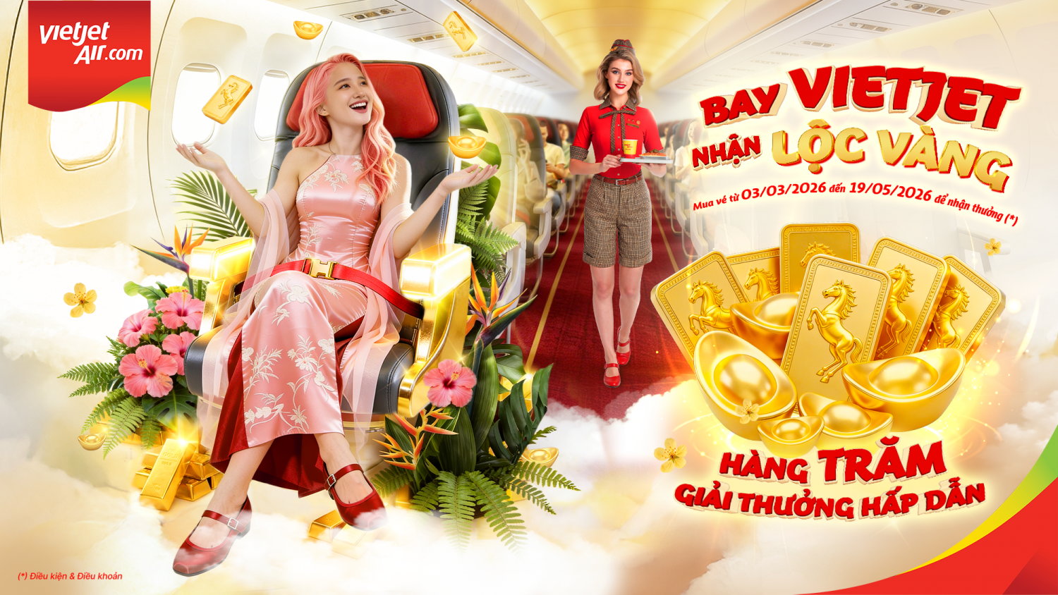 Bay Vietjet đầu năm, rước lộc vàng may mắn