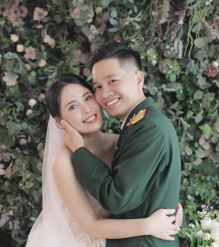 BTV Mai Hằng và ông xã Thượng uý Nguyễn Thanh Dương.