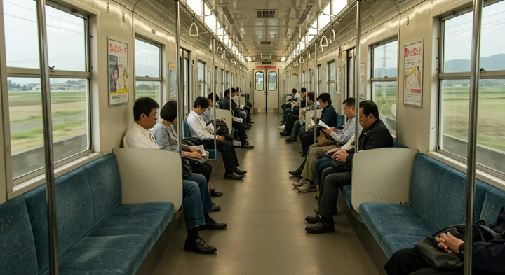 Những người làm ồn trên toa tàu yên tĩnh sẽ phải nhận ánh mắt kỳ thị từ hành khách xung quanh. (Ảnh: OsakaTrip)