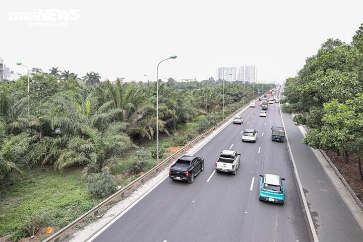Sau khi đi qua khu vực Trung tâm Hội nghị Quốc gia, tuyến chuyển sang chạy trên mặt đất, bố trí tại dải phân cách giữa Đại lộ Thăng Long và cao tốc Hòa Lạc – Hòa Bình, kéo dài đến điểm cuối. Dự án kết thúc tại ga S20, thuộc địa bàn hai xã Hòa Lạc và Yên Xuân. Đồng thời, tuyến được quy hoạch sẵn phương án kéo dài trong tương lai đến khu vực Làng Văn hóa các dân tộc Việt Nam (xã Yên Bài) và kết nối với tuyến đường sắt liên vùng Hà Nội – Phú Thọ khi có nhu cầu.