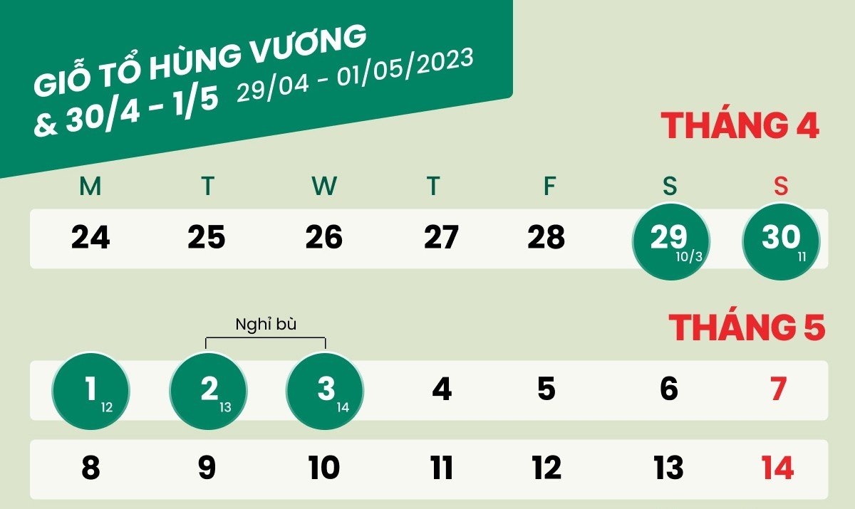 Giỗ Tổ Hùng Vương và 30/4 - 1/5 được nghỉ mấy ngày? - 1