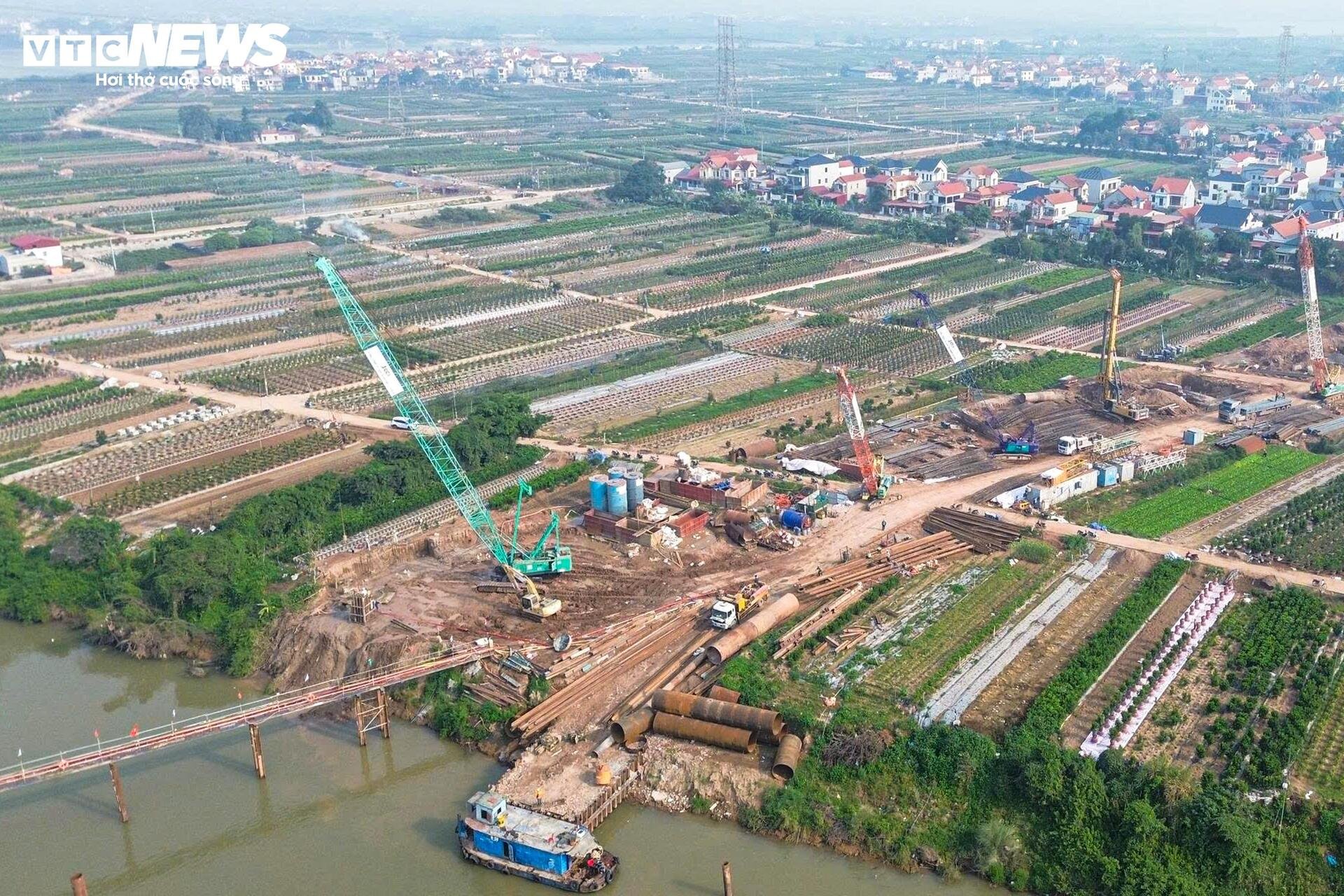 Cầu 4.900 tỷ vượt sông Hồng nối Hà Nội - Hưng Yên đang được thi công ra sao? - 3