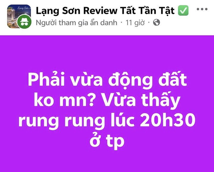 Nhiều người dân ở các phường trung tâm tỉnh Lạng Sơn cảm nhận được rung lắc do động đất ở Trung Quốc.