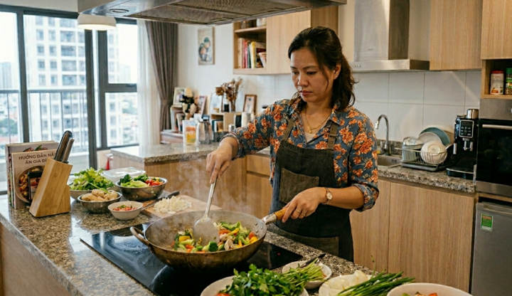 Nhiều gia đình chọn cách nấu ăn tại nhà, giảm ăn ngoài để tiết kiệm chi phí sinh hoạt. (Ảnh minh họa)