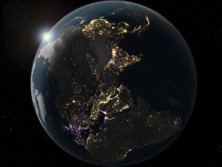 Trái Đất về đêm chụp từ các vệ tinh giám sát Trái Đất. (Ảnh: NASA)