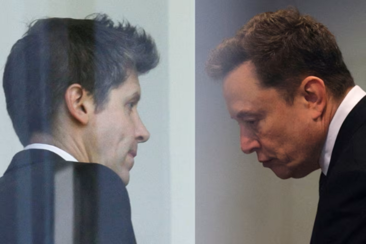 Elon Musk và Sam Altman - hai nhân vật trung tâm trong vụ kiện lịch sử về trí tuệ nhân tạo. (Nguồn: Reuters)