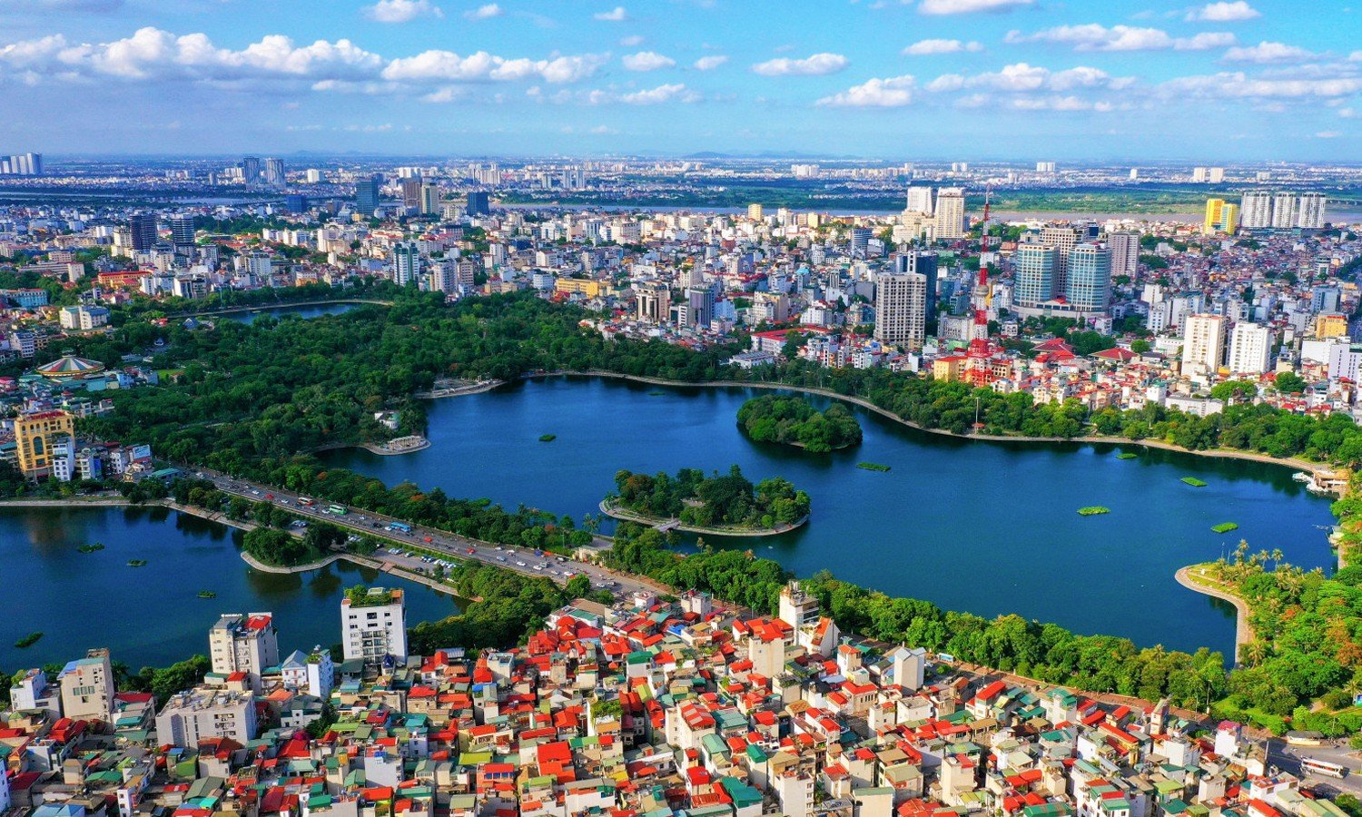 Một góc TP Hà Nội nhìn từ trên cao.