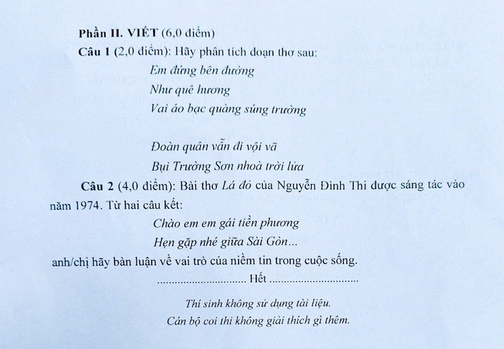 Phần Viết Đề Văn lớp 10 Trường THPT chuyên Khoa học xã hội và Nhân văn năm 2026.