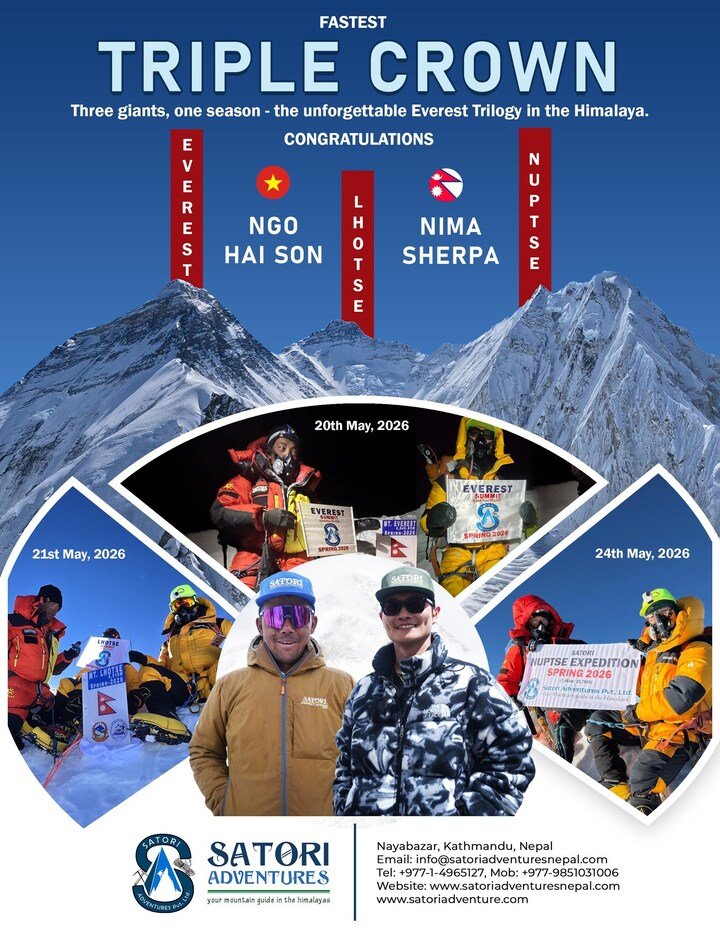 Bác sĩ Ngô Hải Sơn trở thành người Việt Nam đầu tiên hoàn thành “Everest Triple Crown”. (Nguồn: VietSummit - VietNam to the Top)