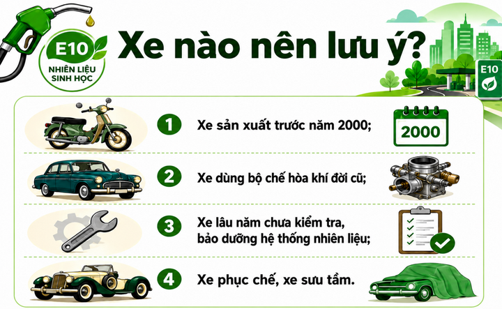 Loại xe nào không tương thích với xăng E10? - 2