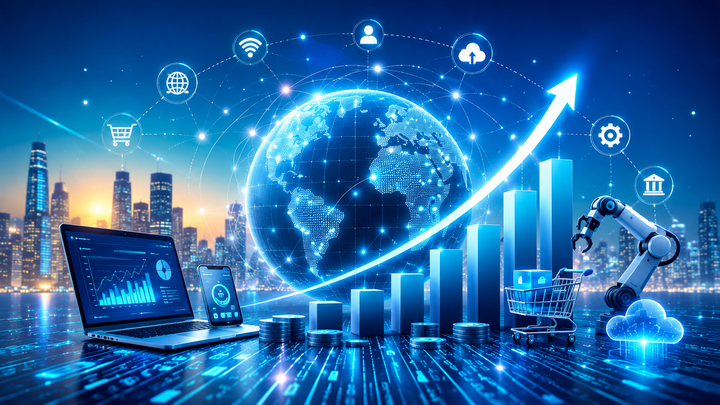 Mục tiêu kinh tế số của Việt Nam đóng góp khoảng 30% GDP. (Ảnh: AI)