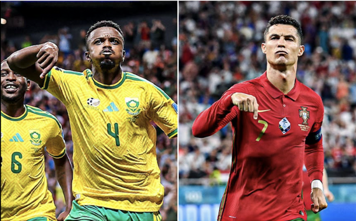 Mokoena học theo phong cách ăn mừng của Ronaldo.