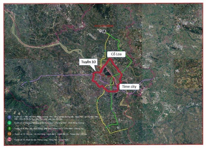 Tuyến số 10 kết nối Cổ Loa - Võ Chí Công - Times City - Cổ Loa, dài 43 km, tổng vốn đầu tư 206.786 tỷ đồng.