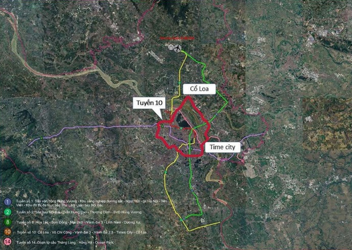 Tuyến số 10 kết nối Cổ Loa - Võ Chí Công - Times City - Cổ Loa, dài 43 km, tổng vốn đầu tư 206.786 tỷ đồng.