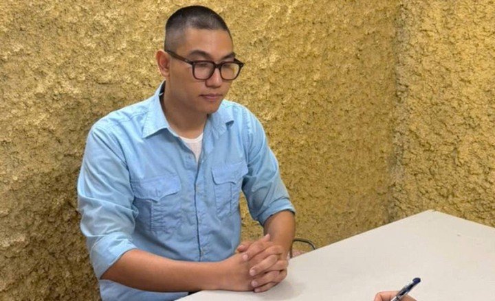 Bị can Trần Việt Anh tại cơ quan điều tra. (Ảnh: Công an Hà Nội)