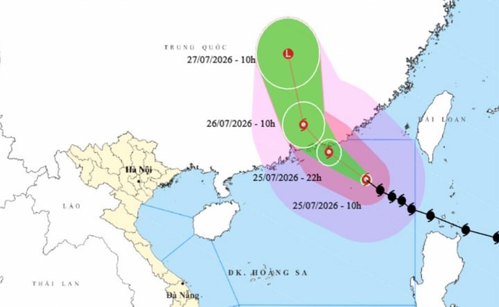 Bản đồ dự báo đường đi, khu vực ảnh hưởng của bão số 2 Noul. (Nguồn: NCHMF)