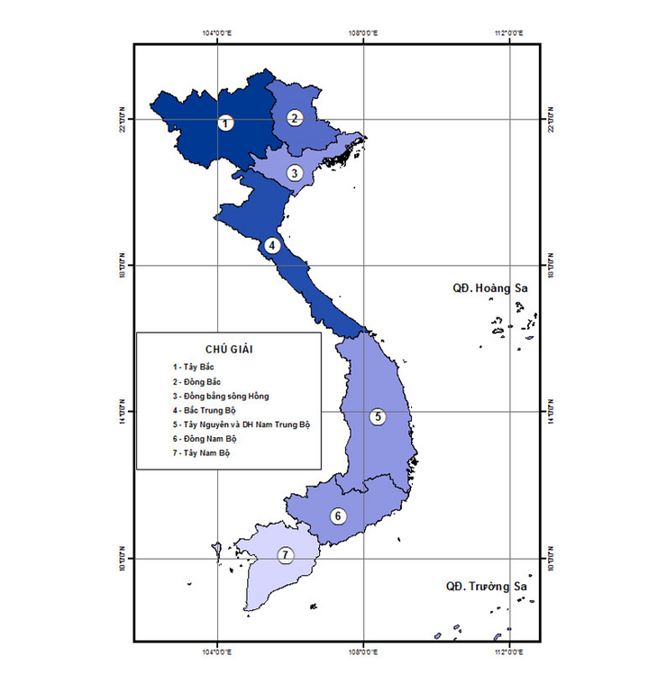 Phân vùng mức độ hoạt động động đất trên lãnh thổ Việt Nam. (Nguồn: Nguyễn Hồng Phương)