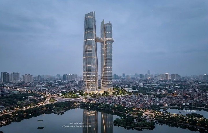 Mới đây, liên danh Công ty Cổ phần Du lịch Kim Liên, Công ty Cổ phần Thaiholdings và Công ty Cổ phần Đầu tư Xây dựng Thái Sơn (thành viên Tập đoàn Vingroup) đề xuất UBND TP Hà Nội xem xét, chấp thuận chủ trương nghiên cứu quy hoạch và lập dự án đầu tư Hanoi Twin Towers 99. (Ảnh phối cảnh dự án)