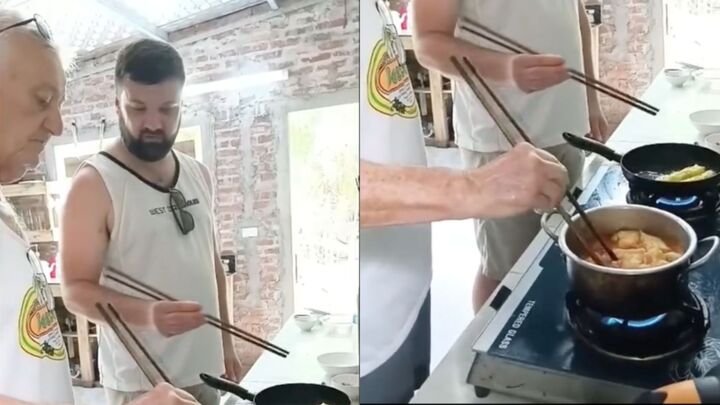 Dân mạng bảo đánh giá tay nghề này chắc về nước mở được dịch vụ nấu cỗ. (Ảnh chụp màn hình)