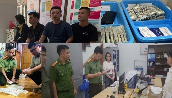 Các đối tượng và tang vật vụ án.