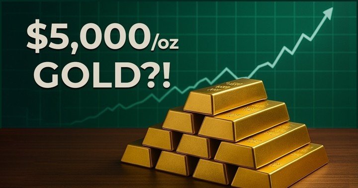 Giá vàng được dự báo có thể đạt 5.000 USD/ounce. (Ảnh: SBCGold)