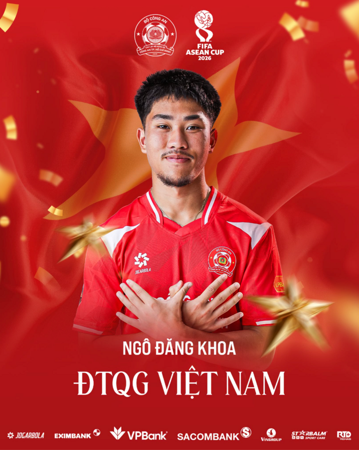 Ngô Đăng Khoa được triệu tập bổ sung lên đội tuyển Việt Nam dự FIFA ASEAN Cup 2026. (Ảnh: CLB bóng đá Công An TP.HCM)