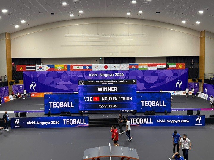 Sân đấu môn teqball ở ASIAD 2026.