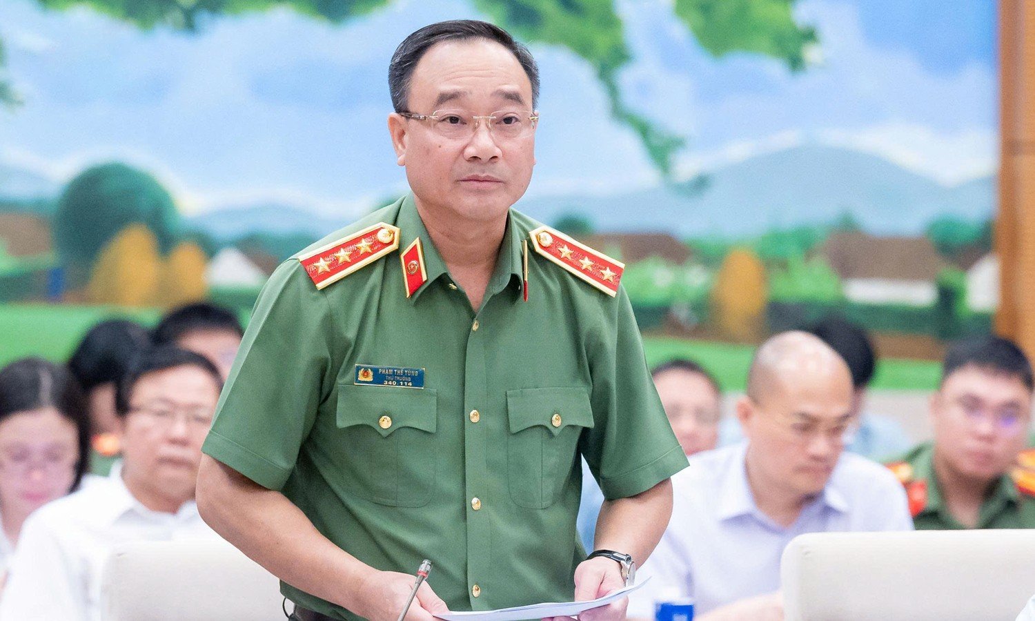 Thượng tướng Phạm Thế Tùng, Thứ trưởng Bộ Công an. (Ảnh: Media Quốc hội)