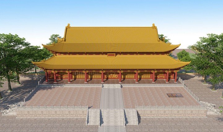 Phối cảnh phục dựng điện Kính Thiên ở Hoàng thành Thăng Long.