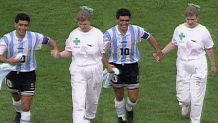 Khoảnh khắc Diego Maradona rời World Cup 1994 với nữ y tá Sue Carpenter