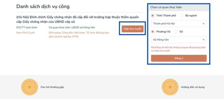 Chọn cơ quan tiếp nhận hồ sơ phù hợp. (Ảnh: Hanoi.gov)