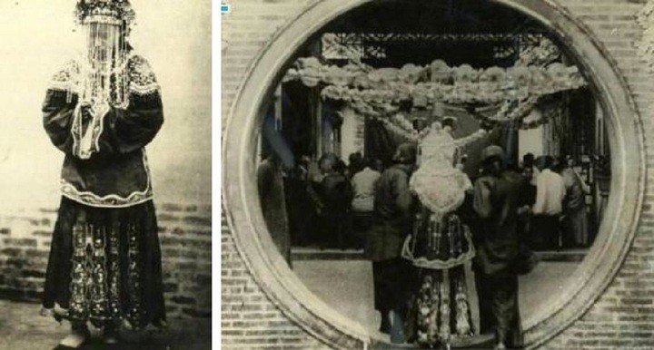 Hôn lễ của một cặp đôi người Trung Quốc thời phong kiến.