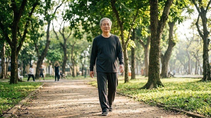 "Hôm nay đi được 3.000 bước, tốt rồi. Hôm nay ăn no khoảng 80%, tốt rồi. Hôm nay gặp chuyện mà không nổi nóng, tốt rồi. Ngày mai tiếp tục", BS Trương Bá Lễ nói. (Ảnh minh họa: AI)