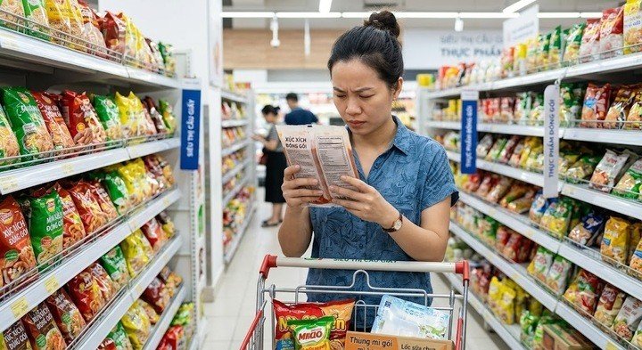 Người tiêu dùng Việt ngại đọc nhãn dinh dưỡng vì ‘mất cả tiếng’ (Ảnh minh họa: AI)
