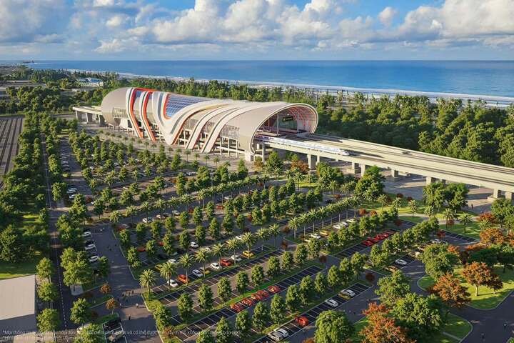 Phối cảnh ga cuối Cần Giờ tại khu đất 39ha tiếp giáp Dự án Khu đô thị du lịch lấn biển Cần Giờ thuộc xã Cần Giờ. (Ảnh: NĐT)
