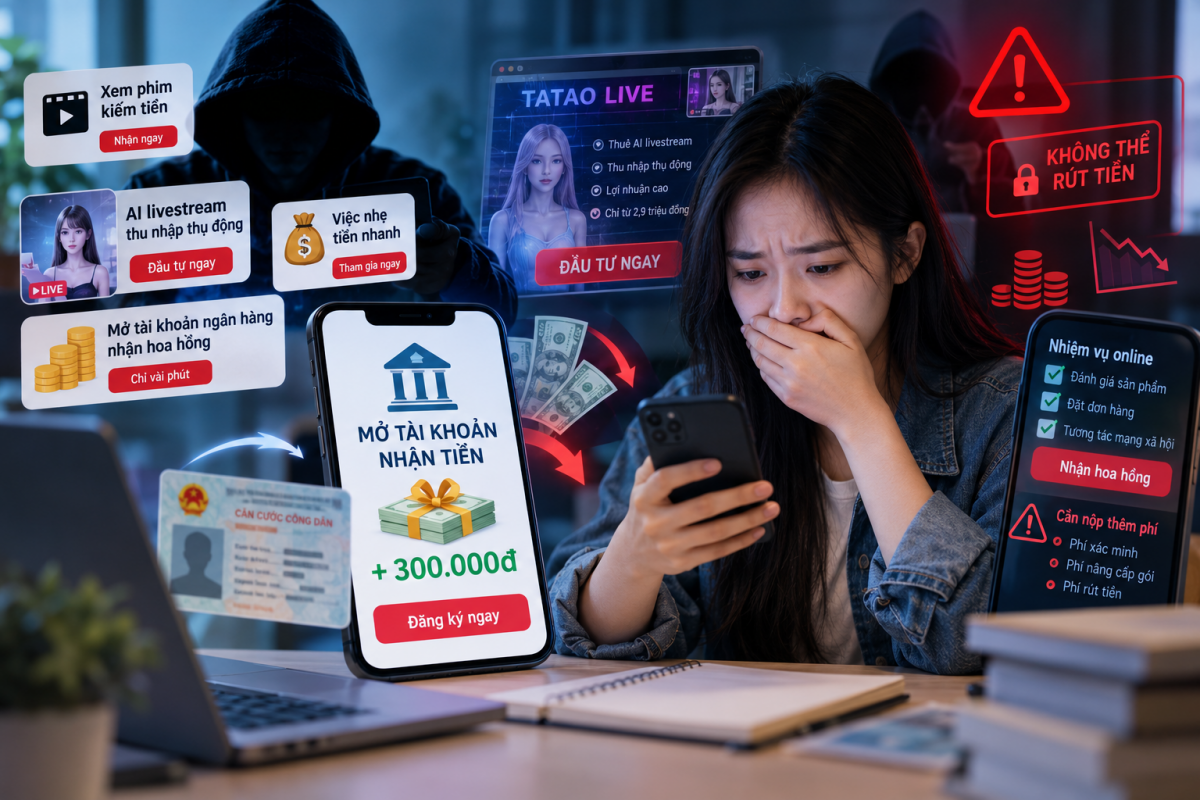 Người dân cần cảnh giác các thủ đoạn lừa đảo mới trên mạng. Ảnh minh hoạ: AI