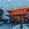 Vẻ lãng mạn của thành phố Tokyo dưới mưa tuyết