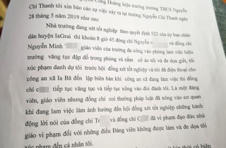 Hiệu trưởng tố bị giáo viên đe dọa tính mạng nói gì?