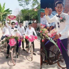 Chú rể dẫn hàng chục trai làng đạp xe đến rước vợ khiến dân mạng 