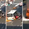 Hành khách Trung Quốc giẫm đạp nhau chạy khỏi xe buýt bốc cháy