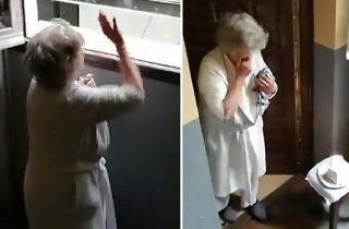 Cả phố hát mừng sinh nhật bà cụ bị cách ly