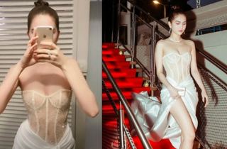 Ngọc Trinh tiếp tục hở bạo ở Cannes với áo xuyên thấu như nội y