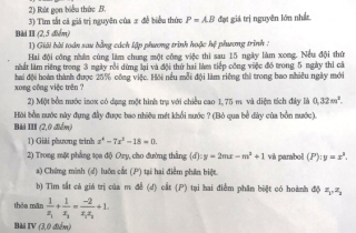 Đề Toán thi vào lớp 10 công lập ở Hà Nội