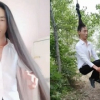 Chàng trai Trung Quốc nuôi tóc dài 1,2 m làm xích đu